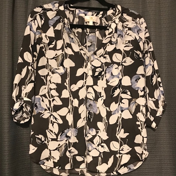 Collective Concepts Purple Black White Blouse - Picture 2 of 5